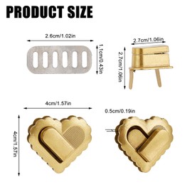 NICENEEDED 6 PCS Heart Turn Lock Clasp, Metal Purse Closure Fastener Locks for Leather DIY Crafts, Hardware Clip Latches Accessory for Handbag Wallet Briefcase Shoulder Bags