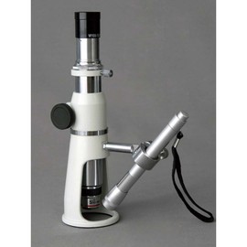 AmScope H100 Handheld Stand Measuring Microscope, 100x Magnification, 17mm Field of View, Includes Pen Light