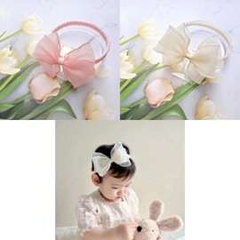 Fokroin Pack of 2 Baby Girls Headbands, Stretchy Knitted Bow, Baby Elastic Bows Turban Hair Band, Bows Children's Hair Accessories, Soft, Baby Headband for Toddlers, Newborns