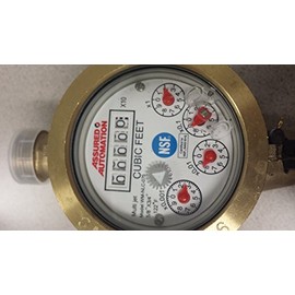 3/4” Water Meter: Lead Free Brass, NSF Certified, Multi-Jet, Cubic Feet (Horizontal Installation)