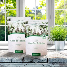 Vivanutria VivaNutria Bio Green Trio Presslinge 1000g | aus kontrolliert biologischem Anbau I 5000 Tabletten aus Spirulina Chlorella & Gerstengras I ohne Zus?tze I Rohkostqualit?t I vegan