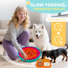 UETZLTB Dog Snuffle Mat and Lick Mat Set, Interactive Dog Enrichment Puzzle Toys to Keep Busy, Adjustable Dogs Sniff Bowl Mats for Slow Feeder, Foraging Skill, Relieve Anxiety & Mental Stimulation