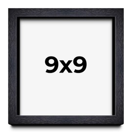 9x9 Shadow Box Black Farmhouse Wood Texture Display Frame | 1 Inch Deep | 0.75 Inch Moulding Width | Includes Shatter Resistant Acrylic Plexiglass, Foam Board Backing & Hanging Hardware