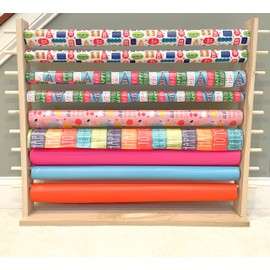 Forest-to-Table Desktop Station for the Storage and Dispensing of Gift Wrapping Paper, Ribbons, Cellophane, Vinyl Rolls, Paper, Maps Etc. Holds 9 Rows. Designed for 30” rolls.