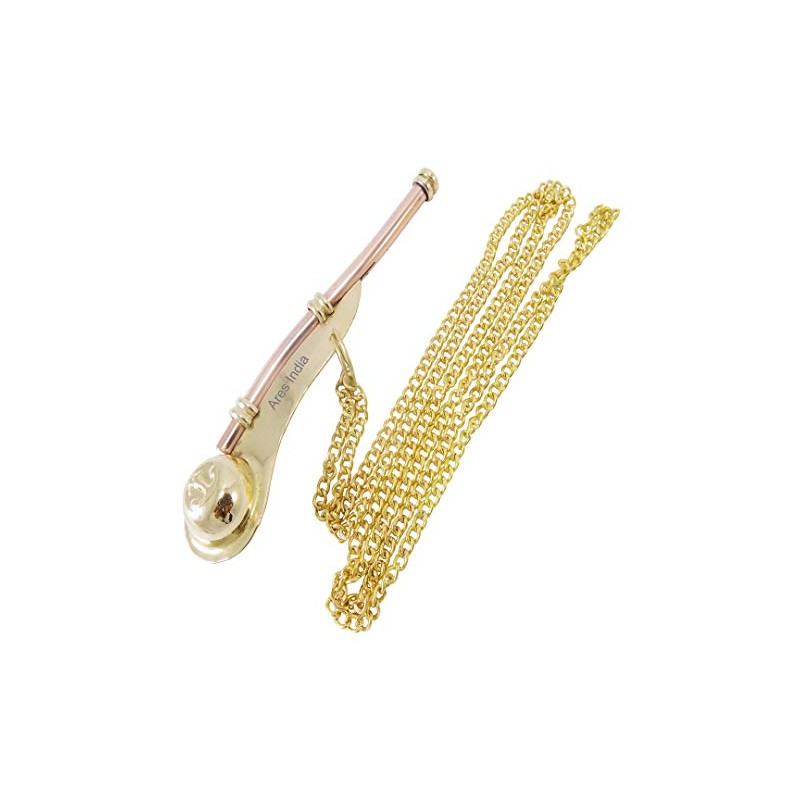 Ares India 5" Brass Copper Boatswain Whistle With Chain Bosun