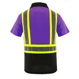 LOVPOSNTY Safety Polo Shirts for Men ANSI Class 2 Safety Shirt Black Bottom Reflective Shirt for Men(Purple,2XL)