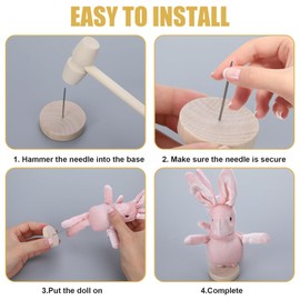 12 PCS Crochet Doll Stand, Double Needle Knitted Doll Wooden Display Stand for Positive Potato, Wooden Stands for Display Positive Pickle, Doll Wooden Base for Positive Penguin Animal Collectible