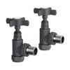 iBathUK Regency Thermostatic Radiator Valve,Solid Brass,Angled Radiator Valve Pair, Universal