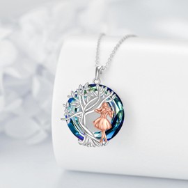 YFN Violin Necklace Sterling Silver Violin Lover Pendant Crystal Tree of Life Jewelry Birthday Graduation Music Gifts for Women