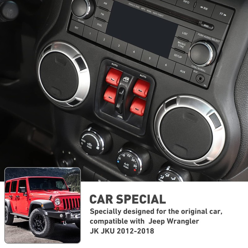 HTHE Window Switch Button Cover Fit for Jeep Wrangler JK