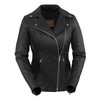 True Element Womens Premium Braided Motorcycle Leather Jacket (Black, Size