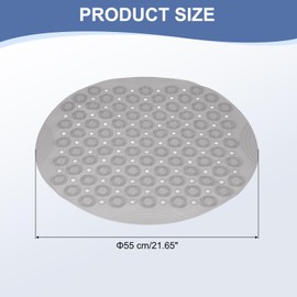 PATIKIL 21.65 x 21.65" Round Non-slip Shower Mat, PET Bathtub Floor Mat with Suction Cups & Drain Holes for Shower Stall Bathroom Bathtub, Grey