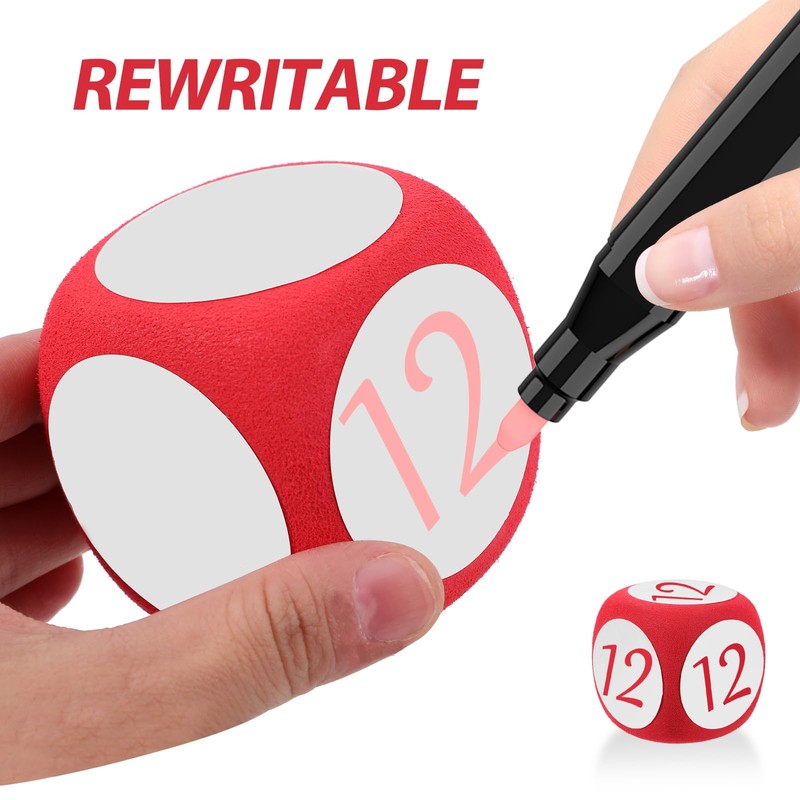 ibasenice Pack of 6 Dry Wipe Dice Foam Writeable Wipe