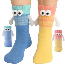TWPER Magnetic Socks Holding Hands 2 Pairs, Funny Socks for Couples Friends– Cute Birthday Gifts for Women Men Bestie Lovers
