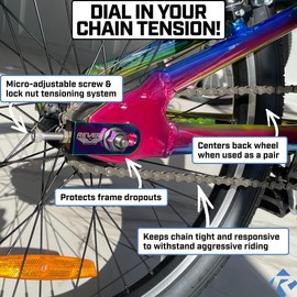 Revere BMX High Performance Pair of 2 Chain Tensioner for Road and MTB Bikes | Lightweight Aluminum Alloy (Oil Slick)