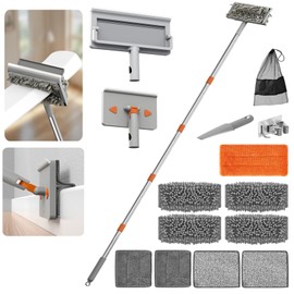 Koalafast Ceiling Fan Cleaner Duster-78.7" Extendable Long Handle Ceiling Fan Duster for Ceiling Fan Blades,3-in-1 Baseboard Cleaner Tool for Baseboard,Ceiling,Window,Floor,Wall-9 Reusable Pads