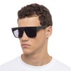Le Specs Bravado Rectangular Sunglasses, Matte Black, 55 mm