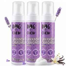 Shampoo en Seco para Perros, Espuma sin Agua, 250 ml (Lavanda-CAMOMILA, 3 Piezas)