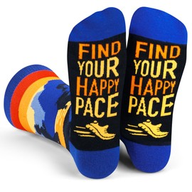 Lavley Funny Running Socks for Men – Happy Pace – Cool Gifts for Runners, Joggers, Marathoners – Gift for Dad, Husband, Brother, Uncle, Grandpa – One Size Fits Most