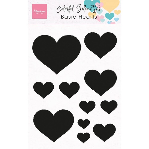 Marianne Design Clear Stamps - Colourful Silhouette - Basic Hearts