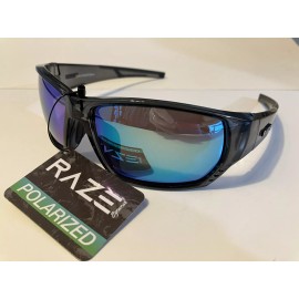 RAZE Eyewear Sunglasses Sonar Polarized Gray Frame Blue Mirror Smoke 28244