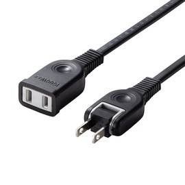 Sanwa Supply TAP-EX2105BK Power Extension Cord 16.4 ft (5 m), Swing Plug with Tracking Fire Prevention Insulated Cap, Black