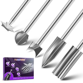 Wood Carving Bits Set Compatible with Dremel, 5Pcs Different Types Rotary Tool Bits with 1/8” (3 mm) Shank for Wood Carving Grinding Engraving Drilling Micro Sculpture