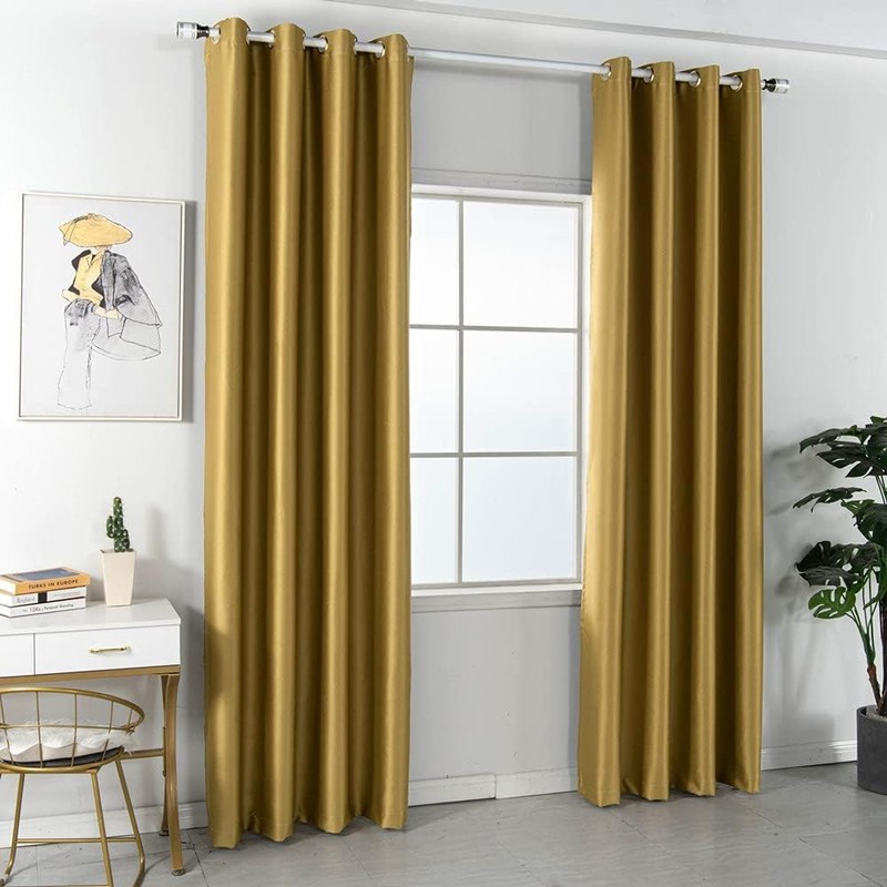 Amidoudou Luxurious Full Blackout Curtains | Gold | 2 Panels
