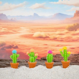 Accoutrements Archie McPhee Itty Bitty Cactus: That's One Cute Cactus - Set of 8 Tiny Soft Vinyl Cacti with Colorful Flowers in Four Styles and Colors