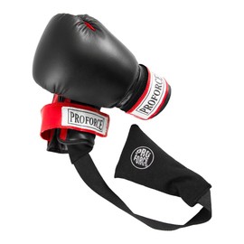 ProForce Leatherette Boxing Glove Bundle with Glove Guard Deodorizer (Blue with White Palm, 24 oz), Blue/White