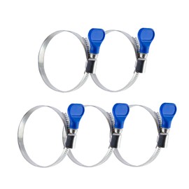 POWERTEC 70332 3 Inch Key Hose Clamp, Thumb Screw Key Adjustable Stainless Steel Hose Clamps for Dust Collection and Dryer Vent Hose, 5 pack