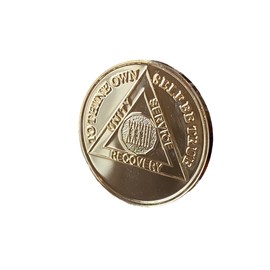 33 Year AA Medallion 22K Bi-Plate Gold Plated Premium Serenity Prayer Sobriety Chip