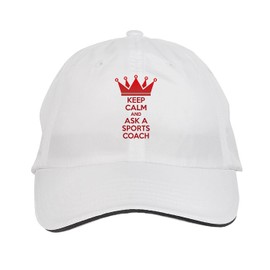Makoroni - Keep Calm and Ask A Sports Coach Hat Adjustable Cap, DesG79 White