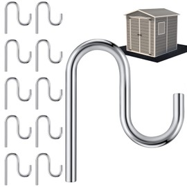 Blulu 10 Pcs 2'' Long Shed Hooks Shed Accessories Without Drilling Hole for Hanging Heavy Duty Individual Utility Hooks Universal Wall Mounted J Utility Hangers for Tools Shovels Rakes (Silver)