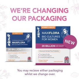 MaxiFlora Probiotics for Women, Intimate Flora Bio Cultures, 20 Billion CFU. 30 Vegan Capsules, 1 Month Supply.