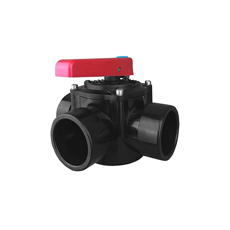 well2wellness® PVC 3-Way Cylinder Valve Turntable Valve 50 mm
