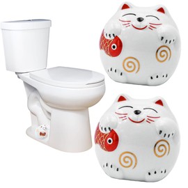 2 Pcs Ceramic Cat Toilet Bolt Covers, Toilet Floor Bolt Caps Screw Cover for Bathroom Decor, Mini Coin Piggy Bank, Cute Animals Themed Gadgets Decorative Bowl Caps