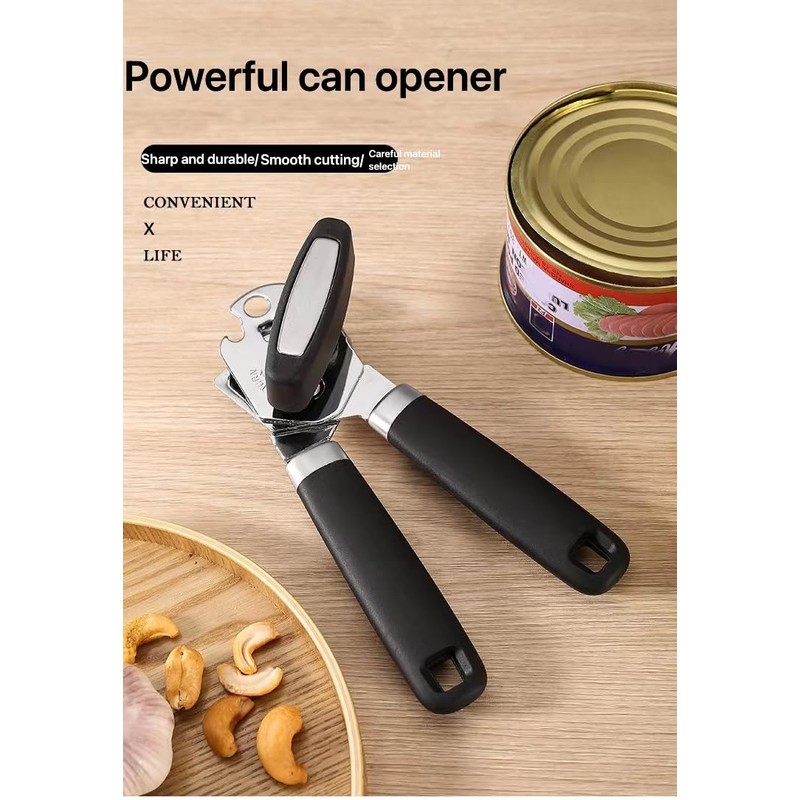 Manual Can Opener, Handle for More Comfortable Grip, Hand Can