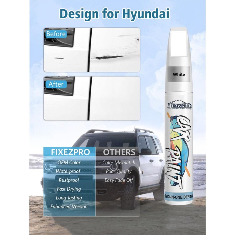 FIXEZPRO W6H Serenity White Pearl Touch Up Paint for Hyundai,