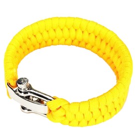 SEIWEI Paracord Survival Bracelet, Parachute Rope Woven Outdoor Bracelet with Adjustable Stainless Steel Buckle for Camping, Boating and Hiking (Yellow)