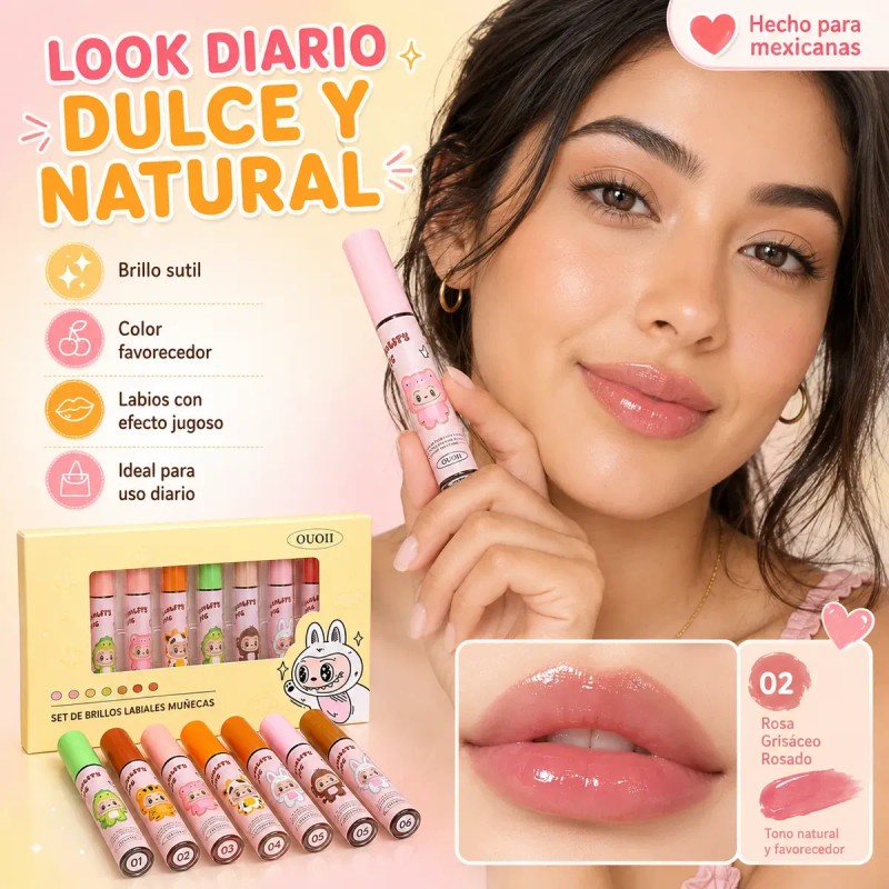Set De 6 Brillos Labiales Hidratantes Con Acabado Espejo