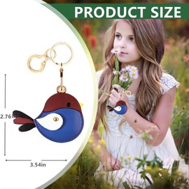 Leather Keychain Holder Case Compatible with AirTag,Cute Protective Cover with Keyring,Anti-Scratch Finder GPS Tracker Case for Wallet Keys,Bag,Pets(Bird B)