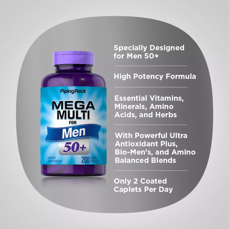 Piping Rock Multivitamin Men Over 50 | 200 Caplets |