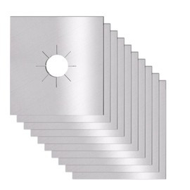 Gas Stove Burner Covers 10 Pack- XZSUN 0.2mm Double Thickness Reusable Gas Range Protectors For Kitchen&Cooking（sliver，10pack）