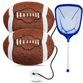 Hot Tub Scum Absorber Football ScumGuard Mesh - 2-Pack Oil & Scum Absorber for Spa, Hot Tub & Pool - Keeps Water Clear & Filters Protected - Includes Pool Net Skimmer & 2 Washable Football Absorbers