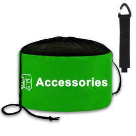 UNXMRFF 1-Pack Green RV Hose Storage Bag with Drawstring Mesh Top, RV Utility Bag, Waterproof RV Sewer Hose Storage for Black/Fresh Water Hoses, Electrical Cords, Camper Tools Accessorie