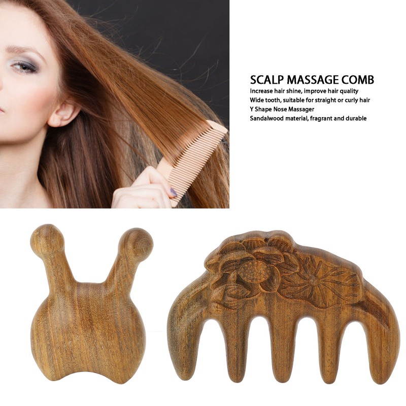 Massage Hair Comb Head Scalp Meridian Comb Y Shape Wooden