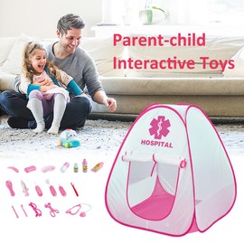 Hylukon Doctor Kits for Kids with Medical Tent Doctor Coat Cap Stethoscope Dental Tools Kids Doctors Play Sets Toddler Doctor Playset Role Playing Children's Puzzle Toys Parent-Child Interactive Toys