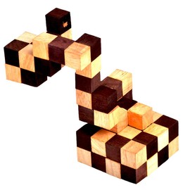 Cobra Cube Large, Snake Cube Anaconda Natural Large, Cube Snake 4 x 4 x 4 Puzzle Wood Puzzle IQ Puzzle Cobra Cube, Snake Cube, Anaconda Brain Teaser IQ Test 3D Puzzle