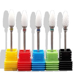 5 Colors 2.35mm Shank Nail Drill Bits Set Cuticle Polishing Bits Corn Head Cylinder Shape Polishing Burrs Bit Fit Electric Drill Rotary Tool Accessory